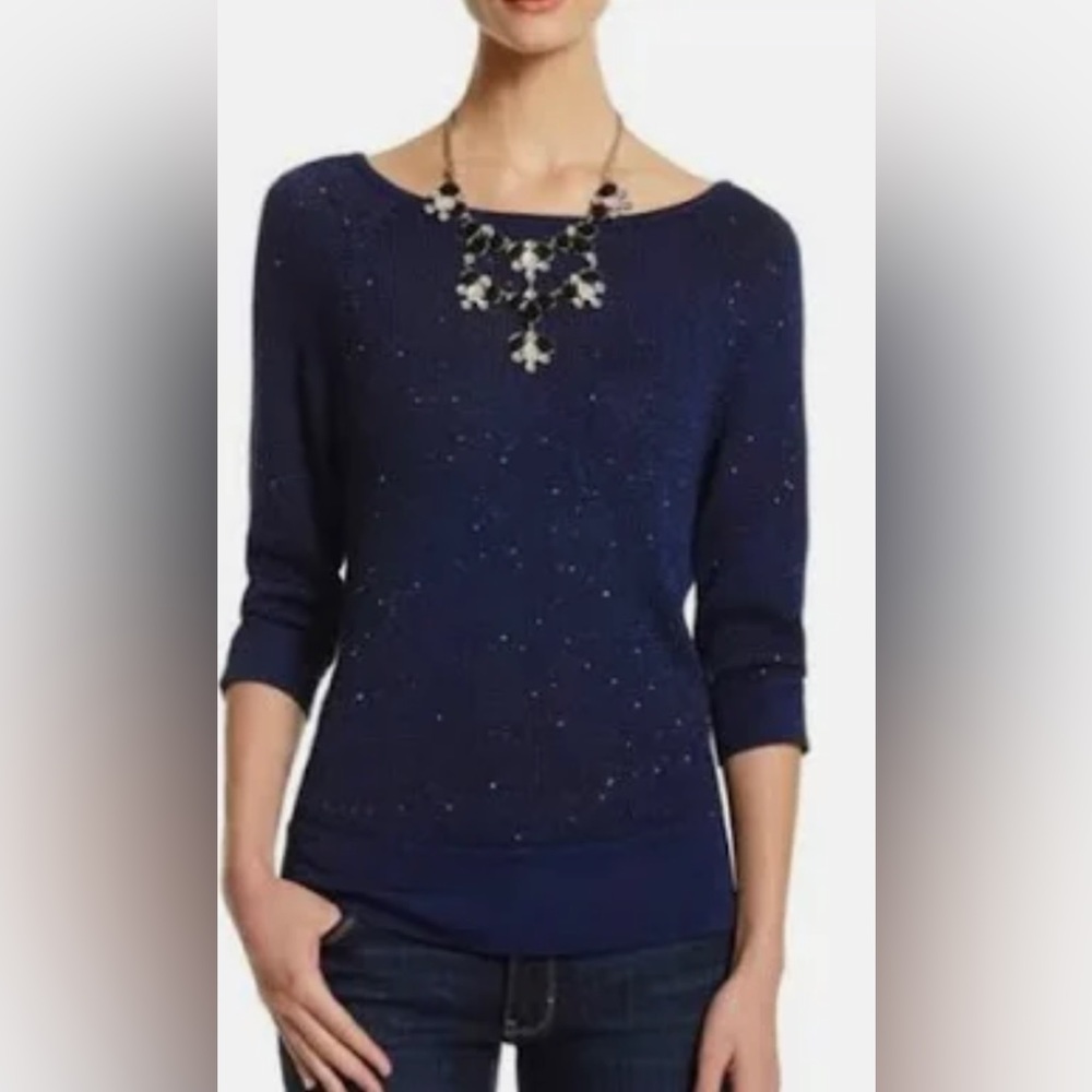WHBM Navy Blue Sparkle sweater medium